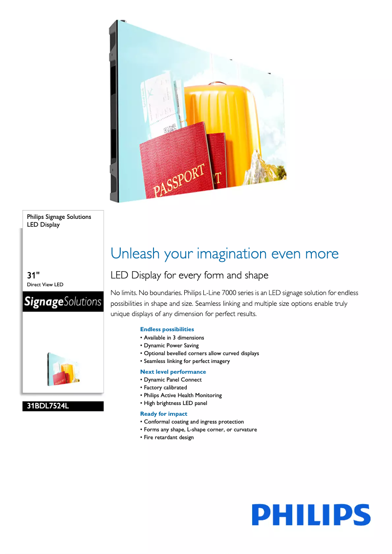 Page 1 of the manual Technical Sheet Philips 31BDL7524L