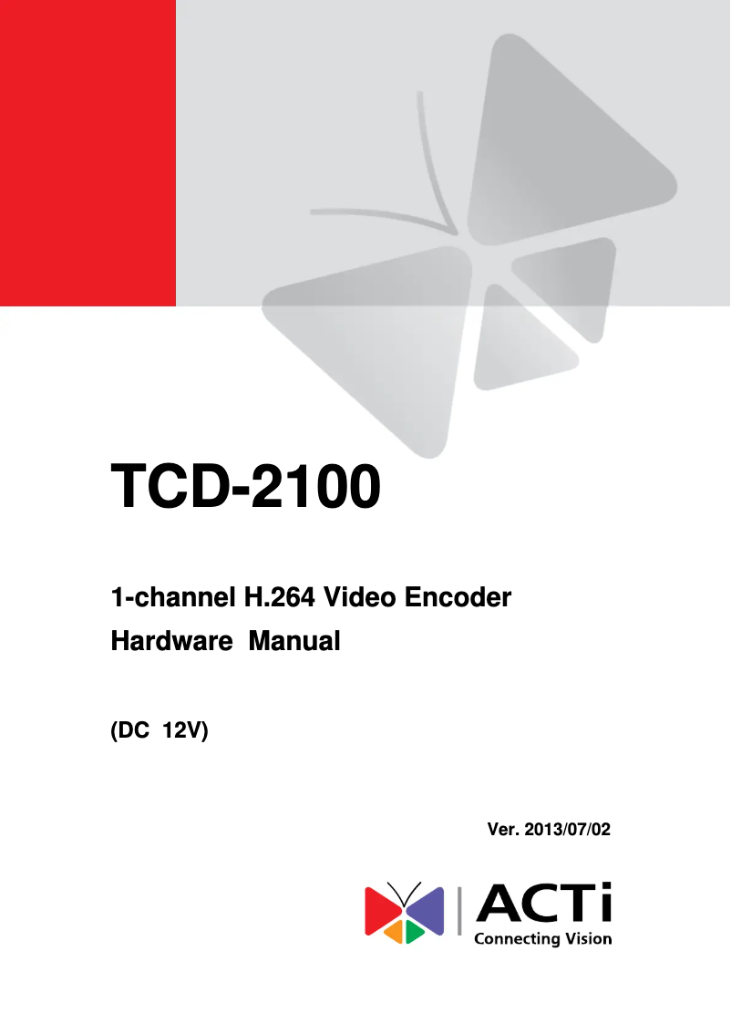 First page image of the manual for TCD-2100