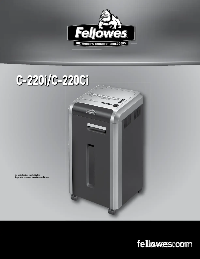 First page image of the manual for IntelliShred C-220i