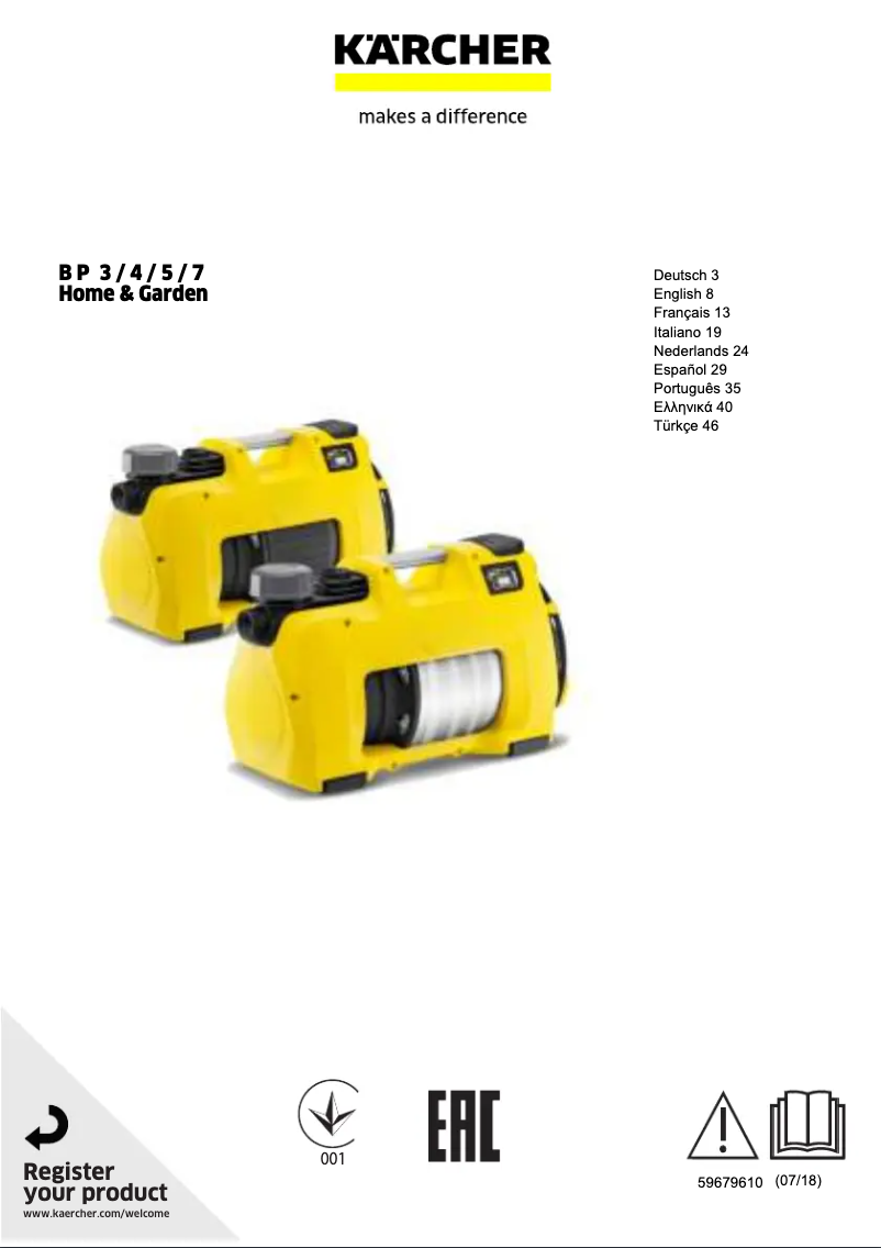 First page image of the manual for BP 5 Home & Garden