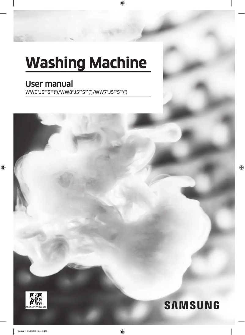 Page 1 of the manual User Manual Samsung WW90J5455FX