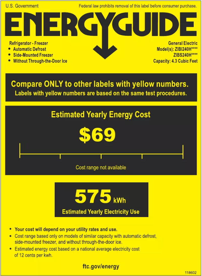 Page 1 of the manual Energy Label Monogram ZIBI240HII