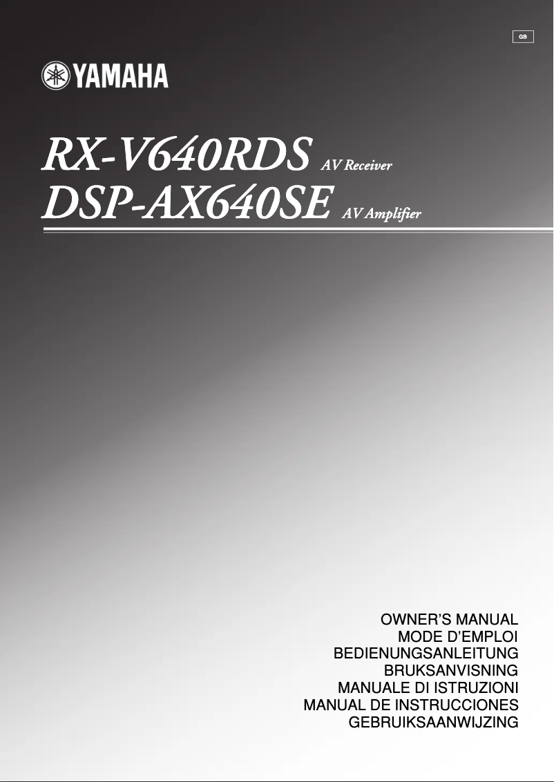 First page image of the manual for RX-V640RDS
