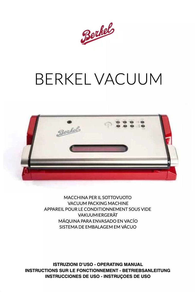 Page 1 of the manual User Manual Berkel Vacuum