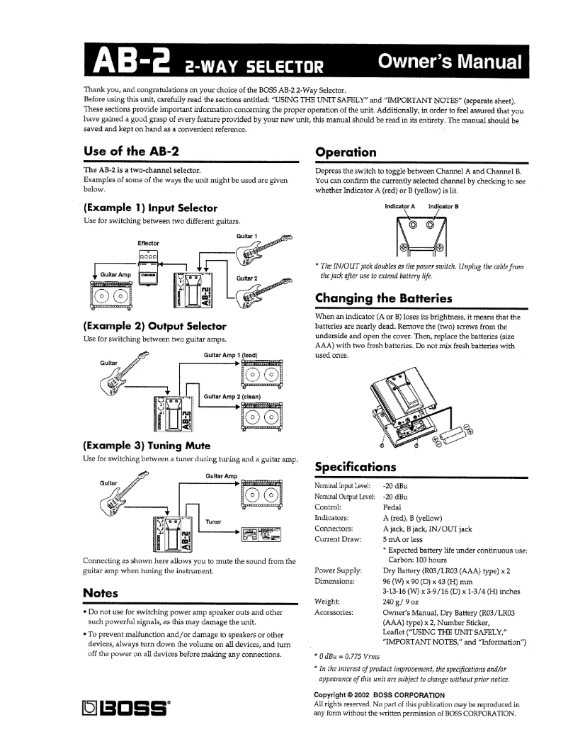 Image de la première page du manuel de l'appareil AB-2