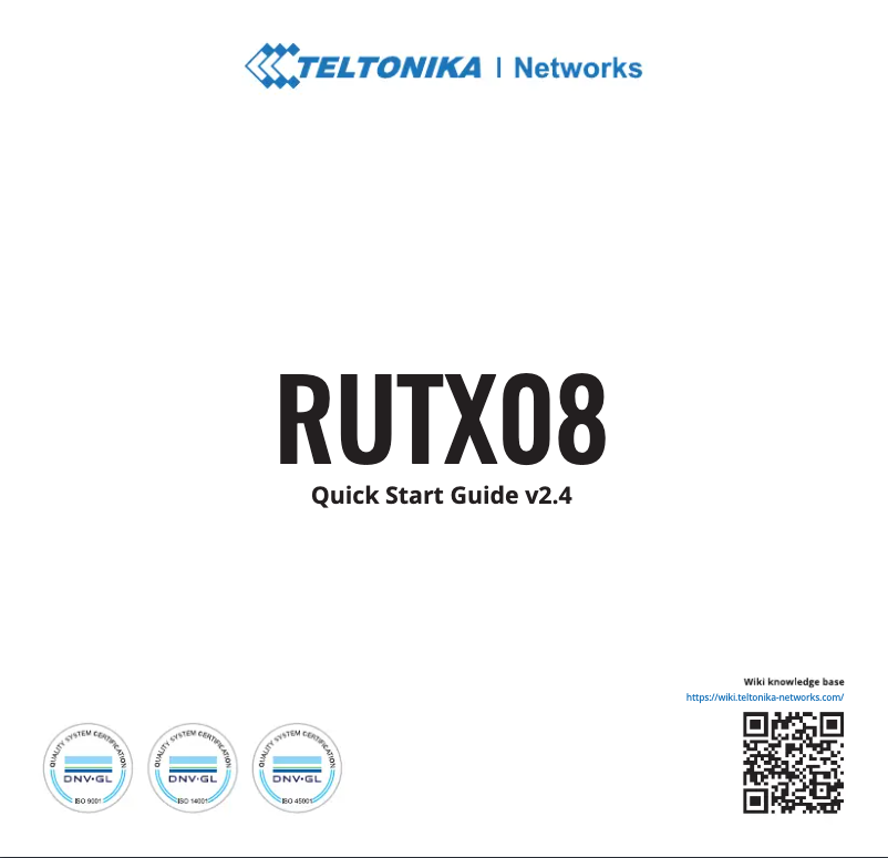 First page image of the manual for RUTX08