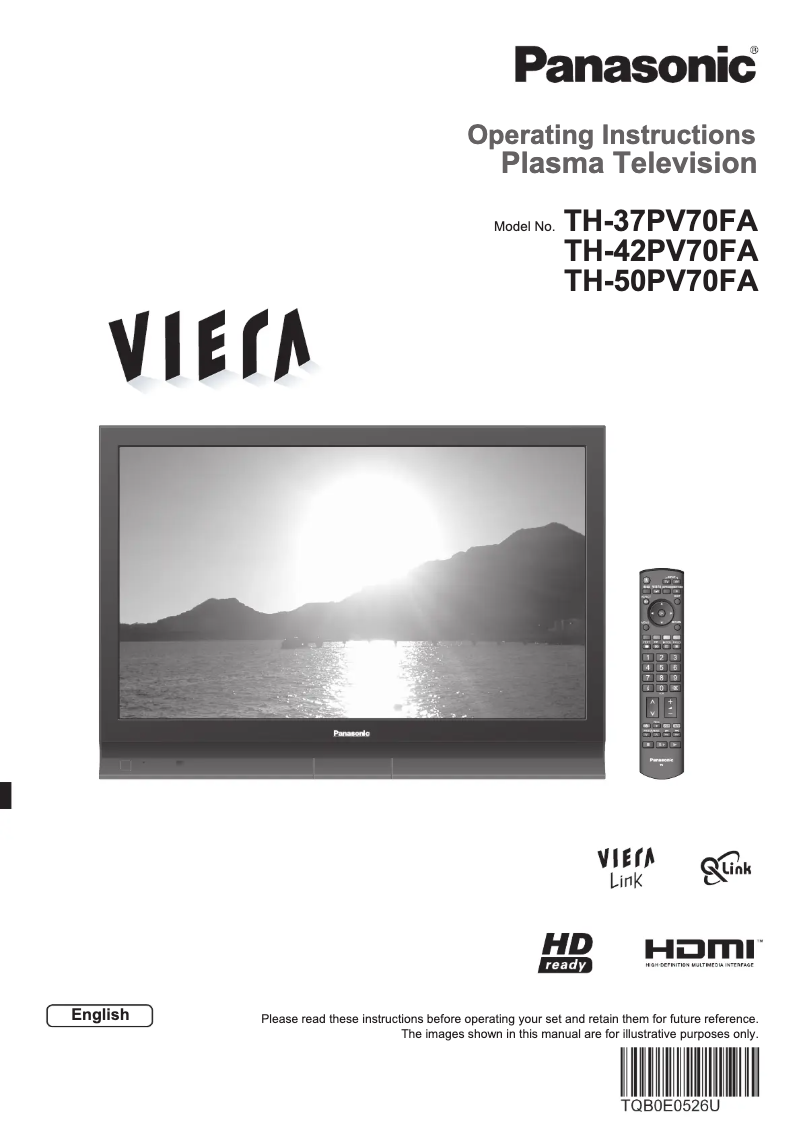 First page image of the manual for Viera TH-50PV70FA