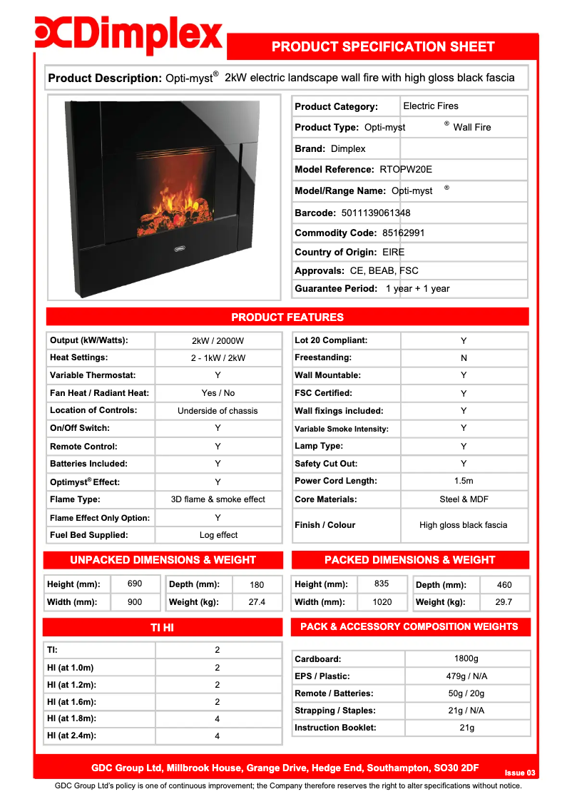 First page image of the manual for RTOPW20E