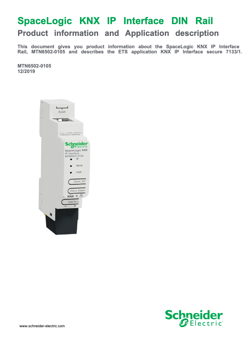 Page 1 of the manual User Manual Schneider MTN6502-0105
