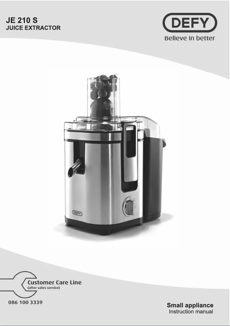 Page 1 of the manual User Manual Defy JE 210 S
