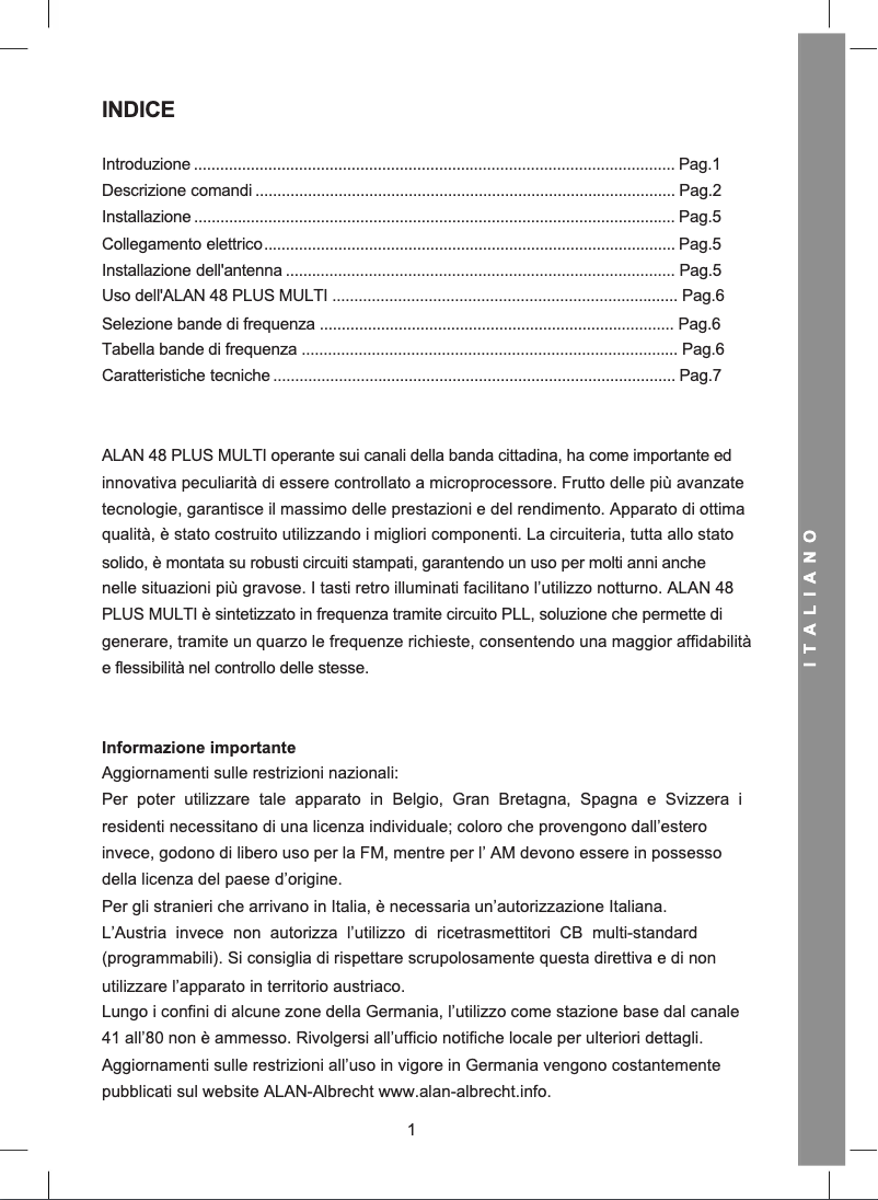 First page image of the manual for ALAN 48 PLUS MULTI