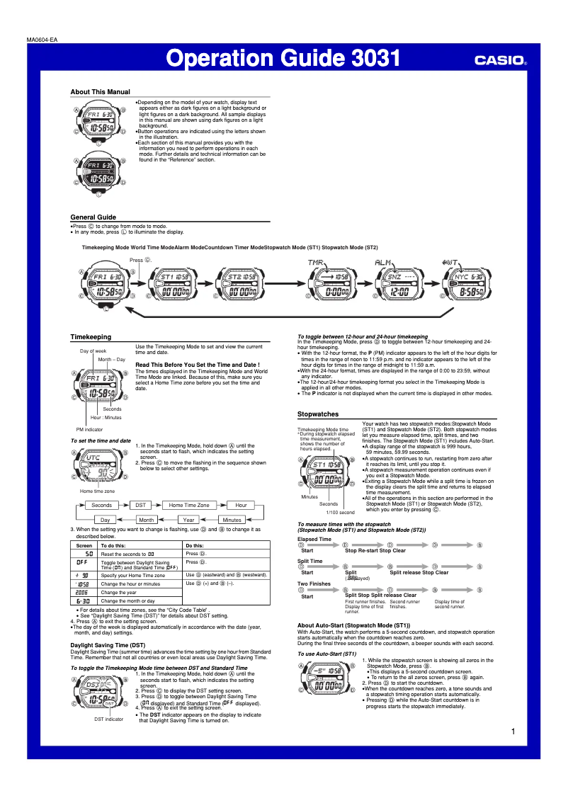 Page 1 of the manual User Manual Casio G9000MS-1CR