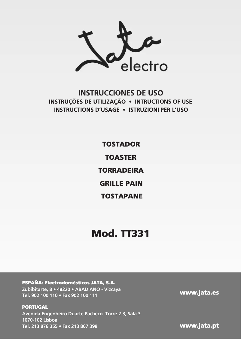 First page image of the manual for TT331