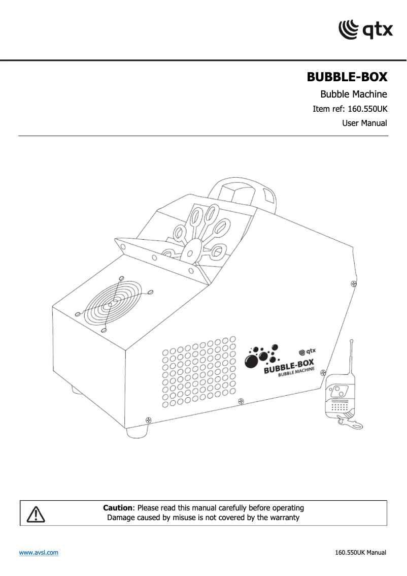 Page 1 of the manual User Manual Qtx Bubble-Box