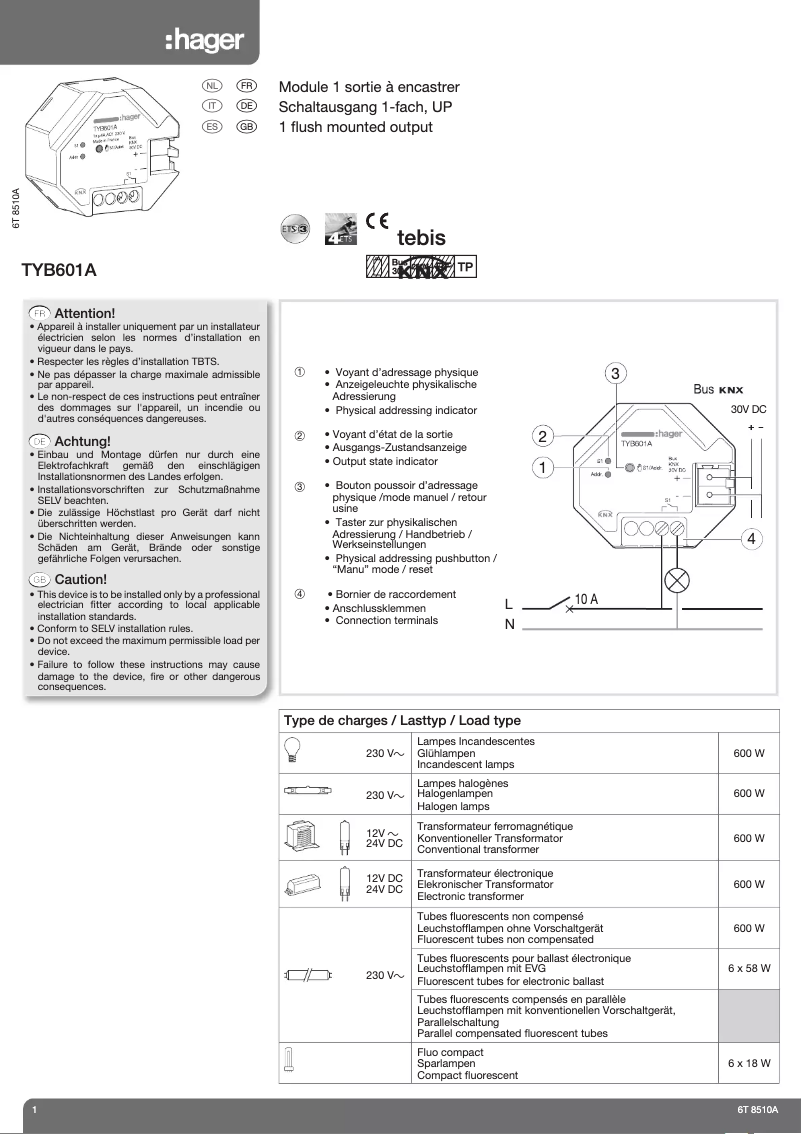 First page image of the manual for TYB601A