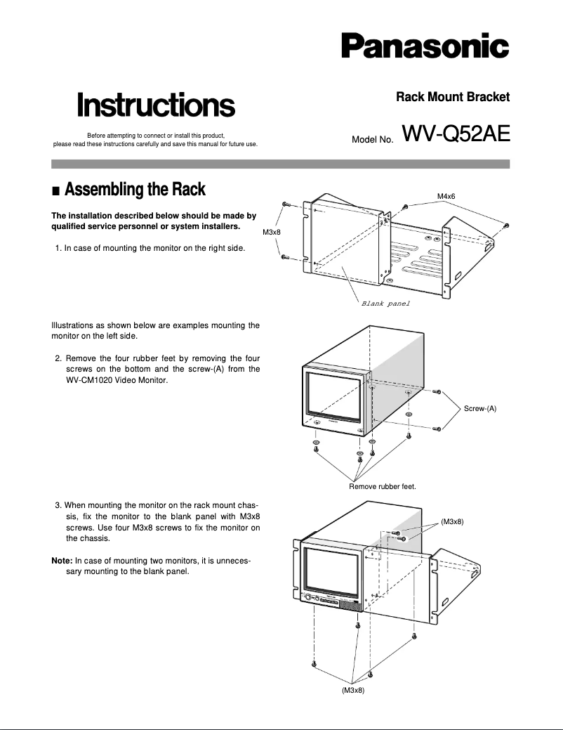 Page 1 of the manual User Manual Panasonic WV-Q52