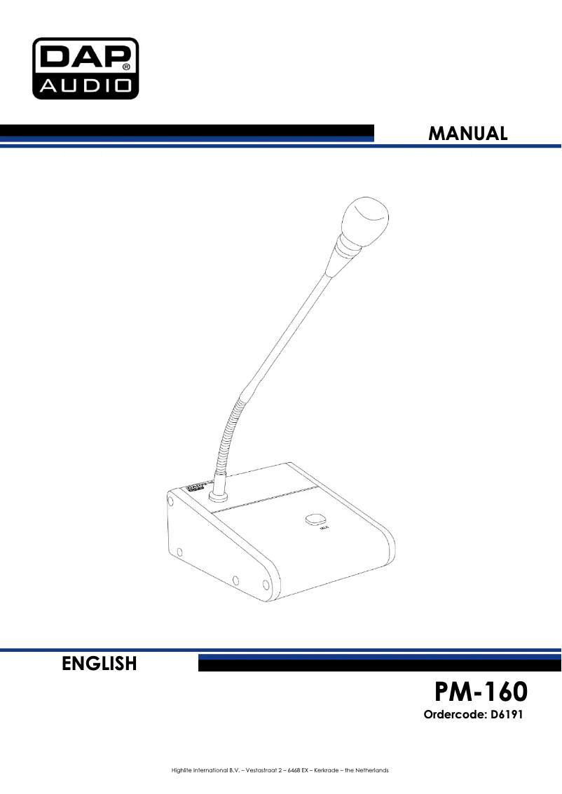 Image de la première page du manuel de l'appareil PM-160