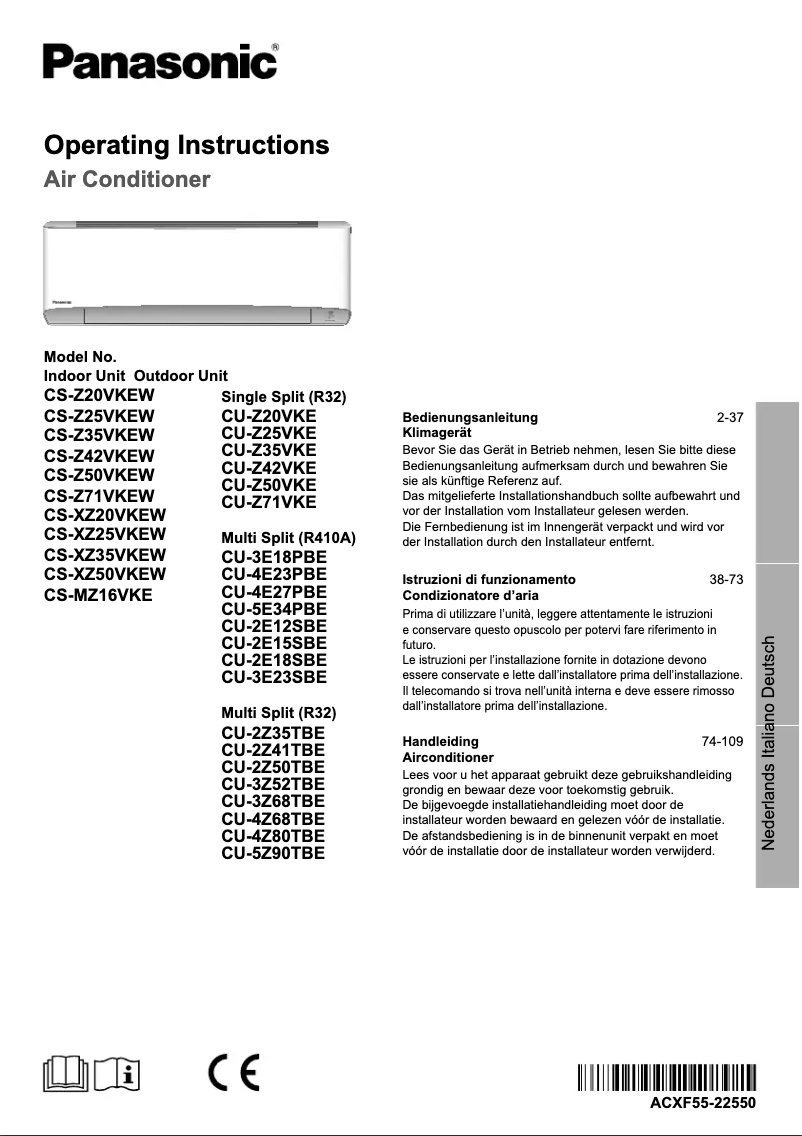 First page image of the manual for CU-3Z52TBE