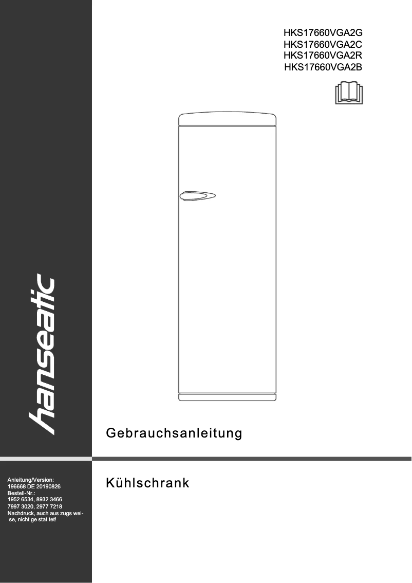First page image of the manual for HKS17660VGA2R