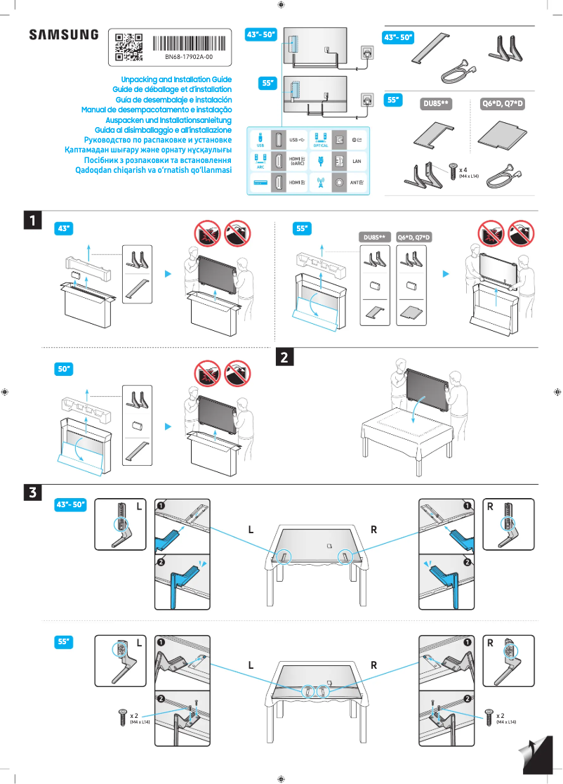 Page 1 of the manual Installation Guide Samsung TU50DU8575U