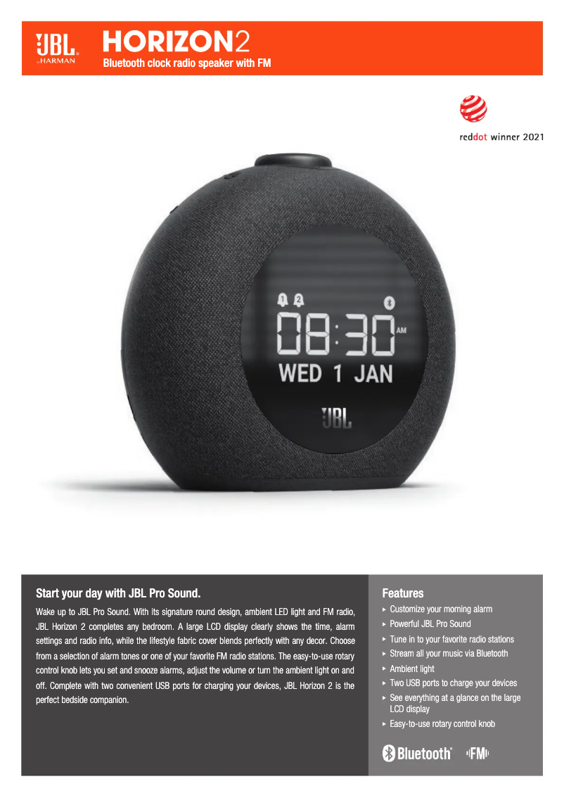 Page 1 of the manual Technical Sheet JBL Horizon 2