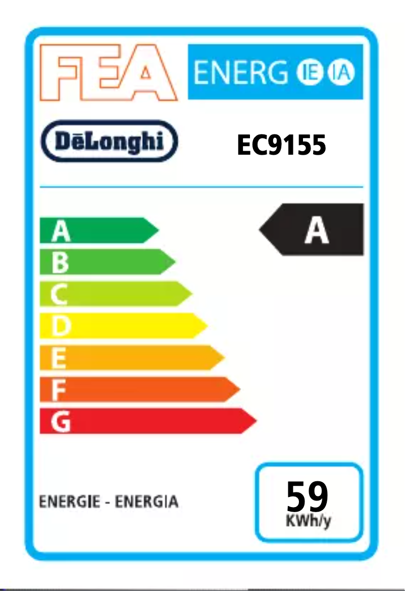 Page 1 of the manual Energy Label DeLonghi La Specialista Arte EC9155