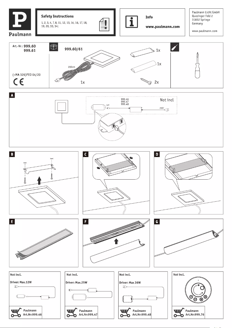 First page image of the manual for 999.60