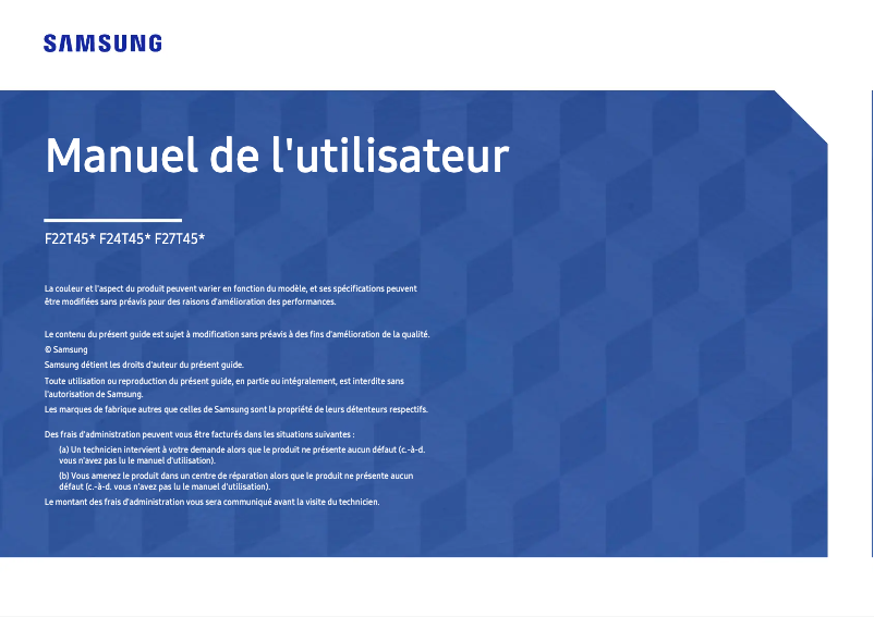 Page 1 of the manual Instruction Manual Samsung F27T450FQR