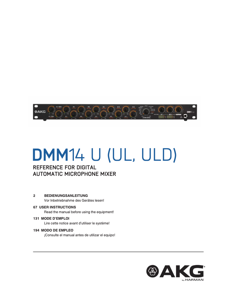 First page image of the manual for DMM14 U