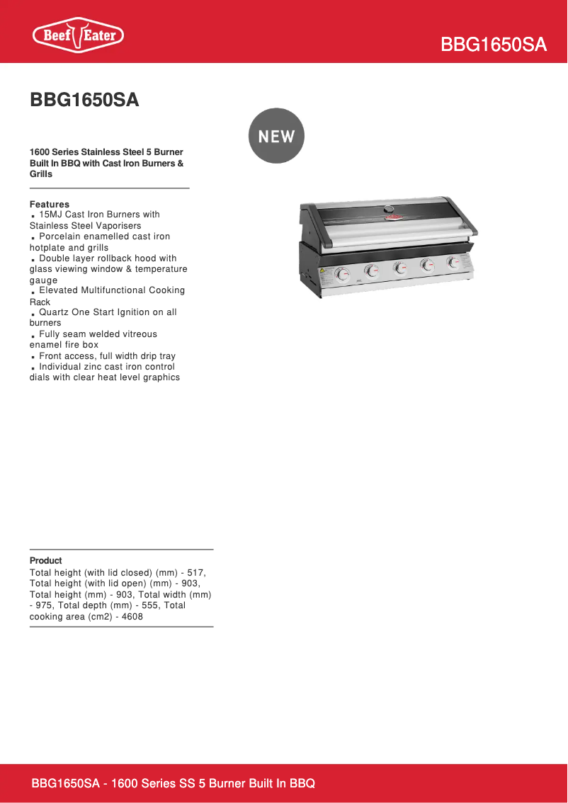 First page image of the manual for BBG1650SA
