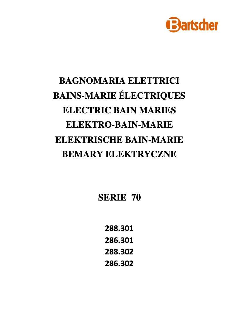 Page 1 of the manual User Manual Bartscher 286301