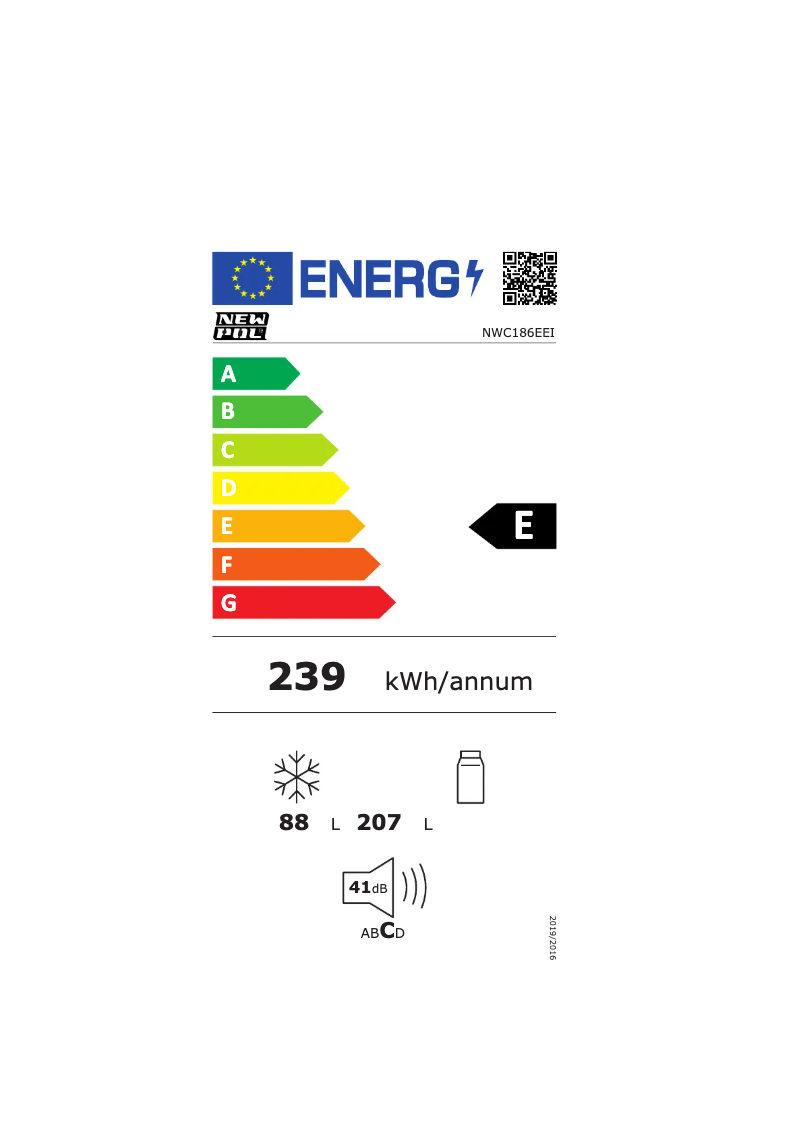 Page 1 of the manual Energy Label New Pol NWC186EEI