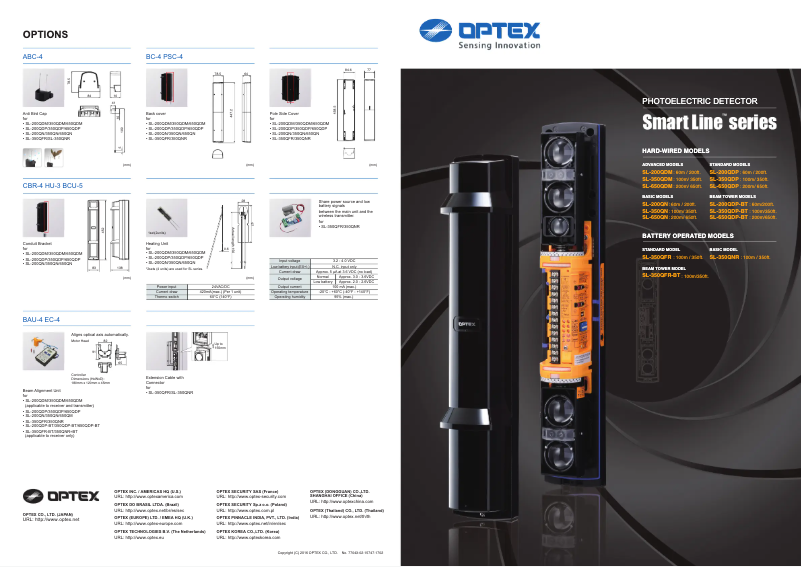 Page 1 of the manual Technical Sheet Optex SL-650QDM
