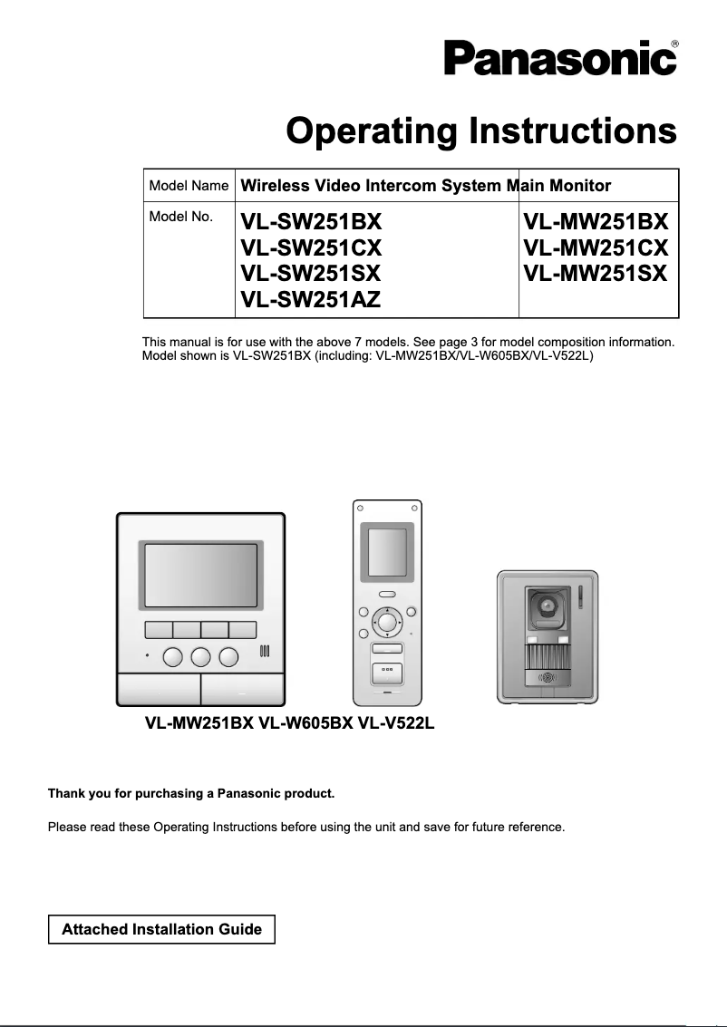 Page 1 of the manual User Manual Panasonic VL-SW251CX