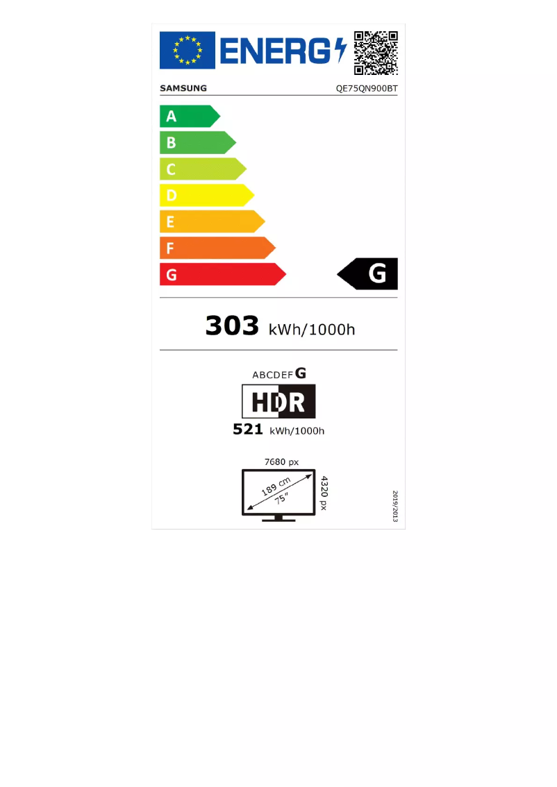 Page 1 of the manual Energy Label Samsung QE75QN900B