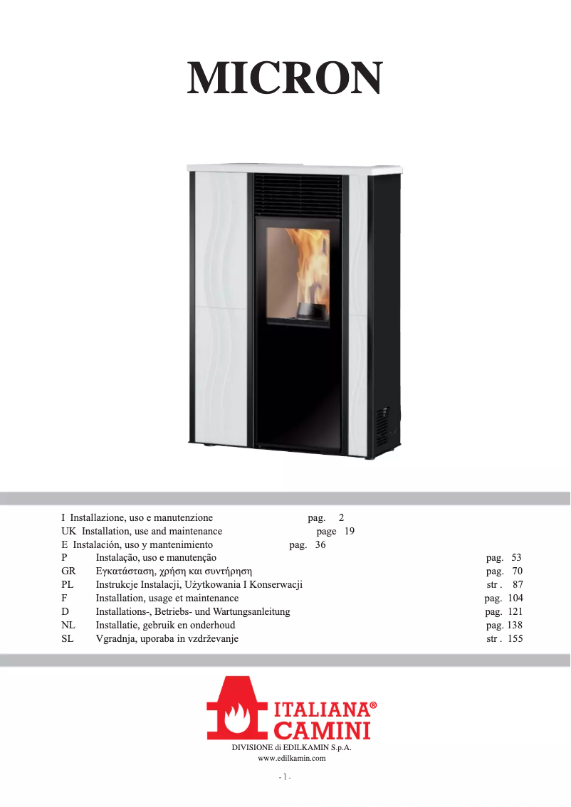 Page 1 of the manual User Manual Edilkamin MICRON
