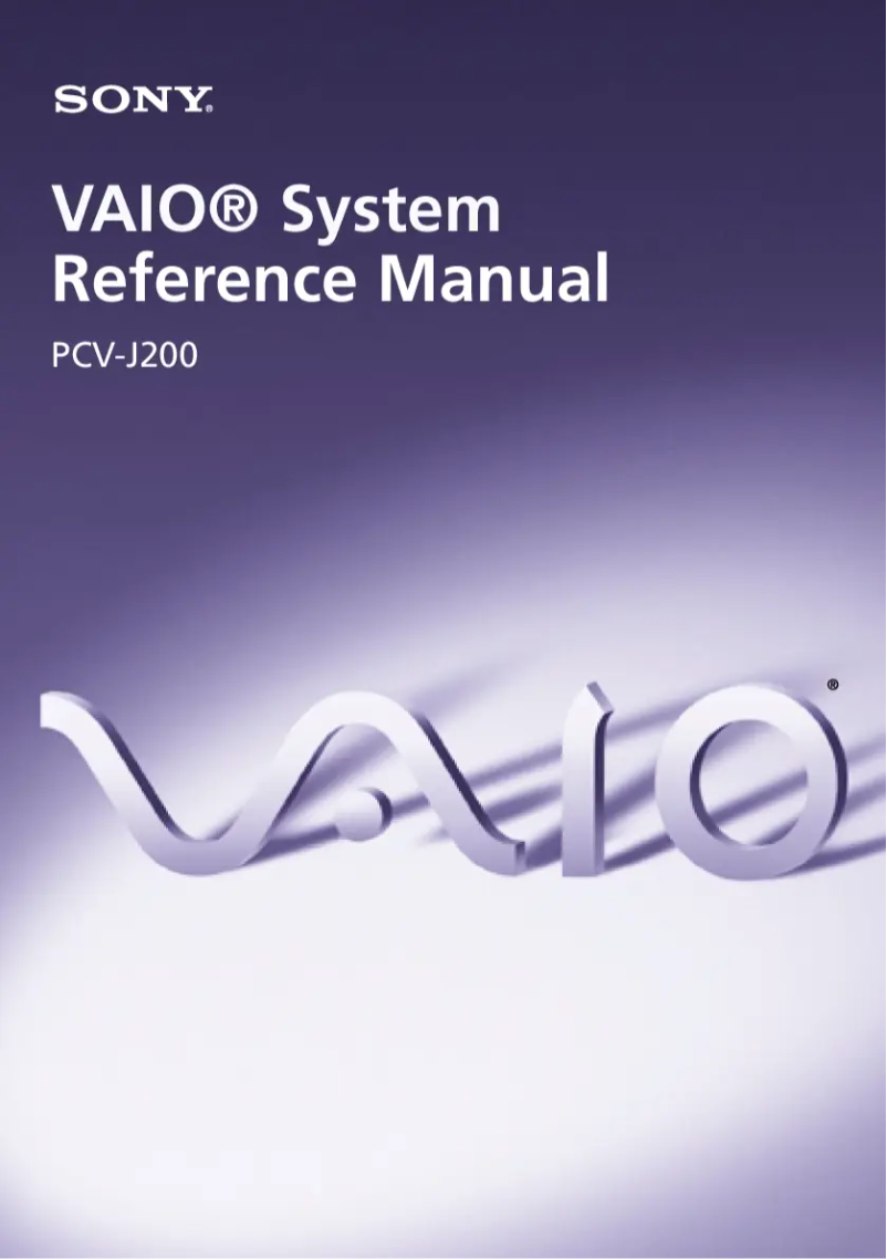 First page image of the manual for Vaio PCV-J200