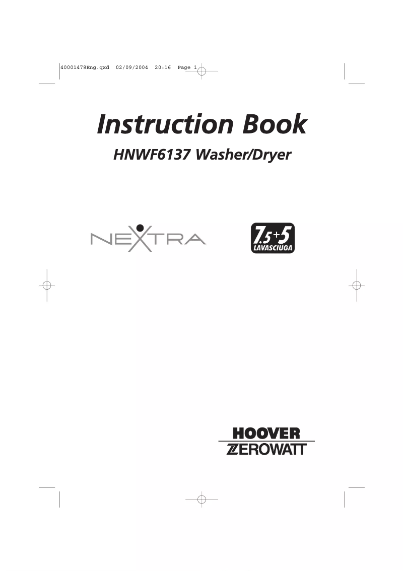 First page image of the manual for Nextra HNWF 6137
