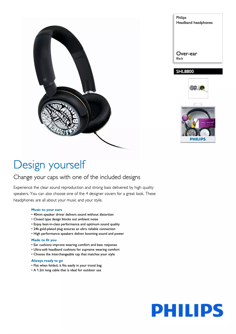 Page 1 of the manual User Manual Philips SHL8800