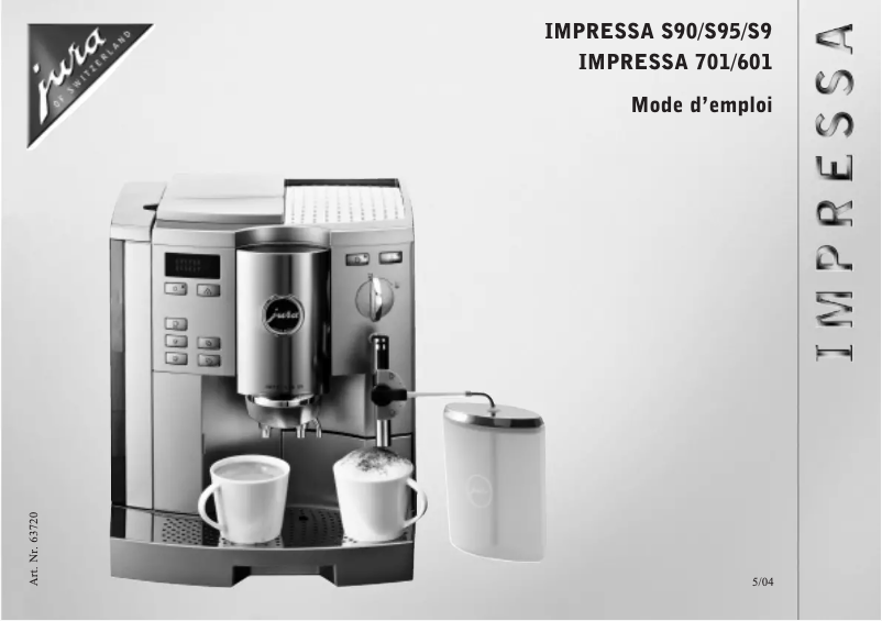 Page 1 of the manual User Manual Jura Impressa S90