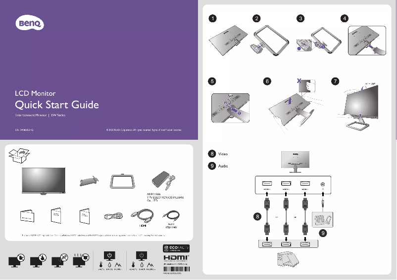 Page 1 de la notice Guide de démarrage rapide BenQ EW2480