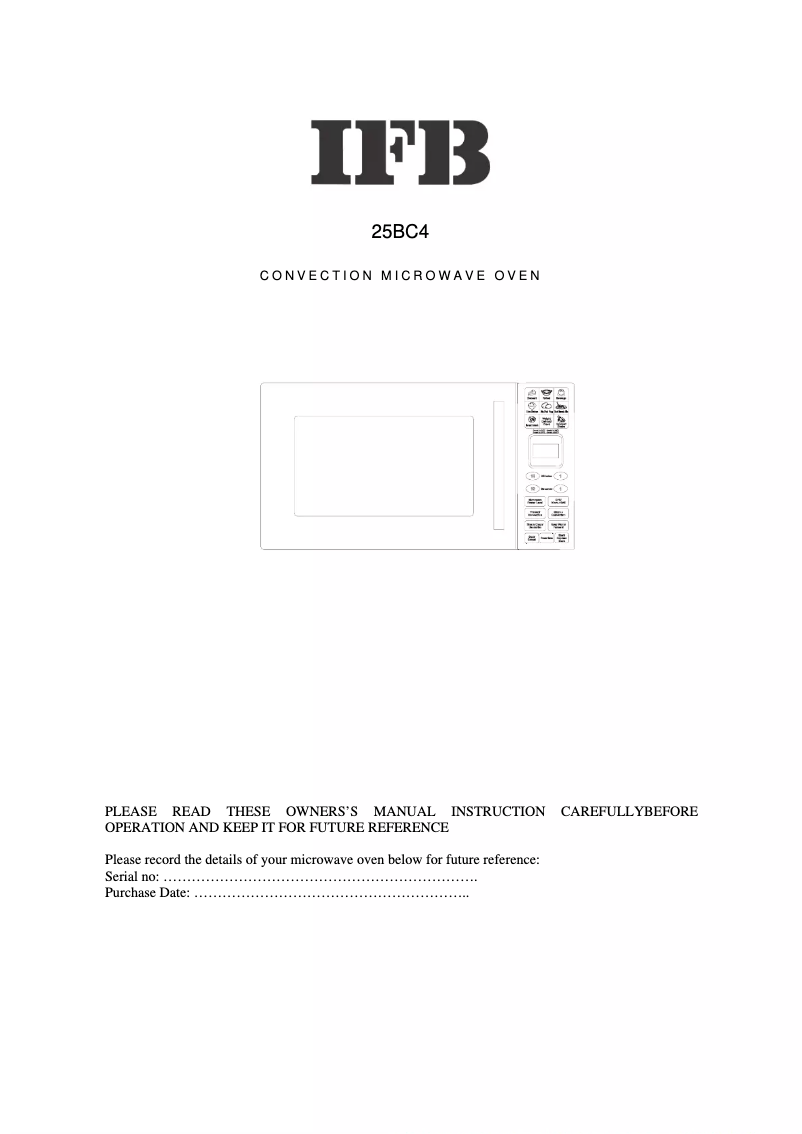 Page 1 of the manual User Manual IFB 25BC4