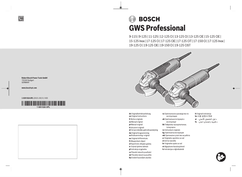 Page 1 of the manual User Manual Bosch GWS 19-125 CIE Professional