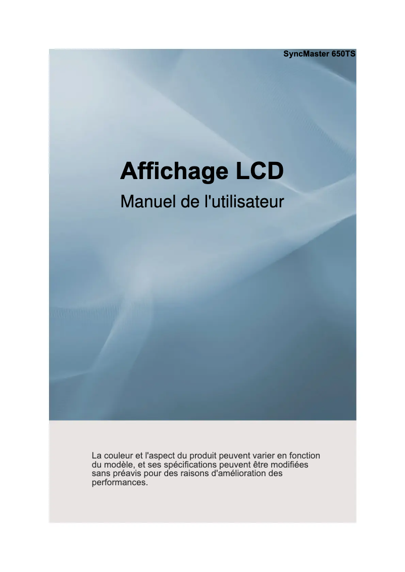 First page image of the manual for SyncMaster 650TS