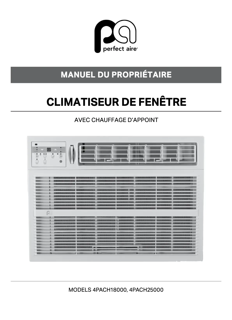 Page 1 of the manual User Manual Perfect Aire 4PACH18000