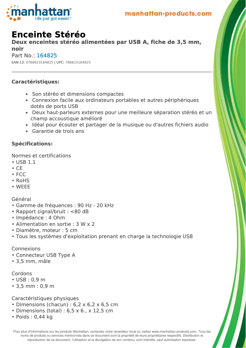 Page 1 of the manual Technical Sheet Manhattan 164825