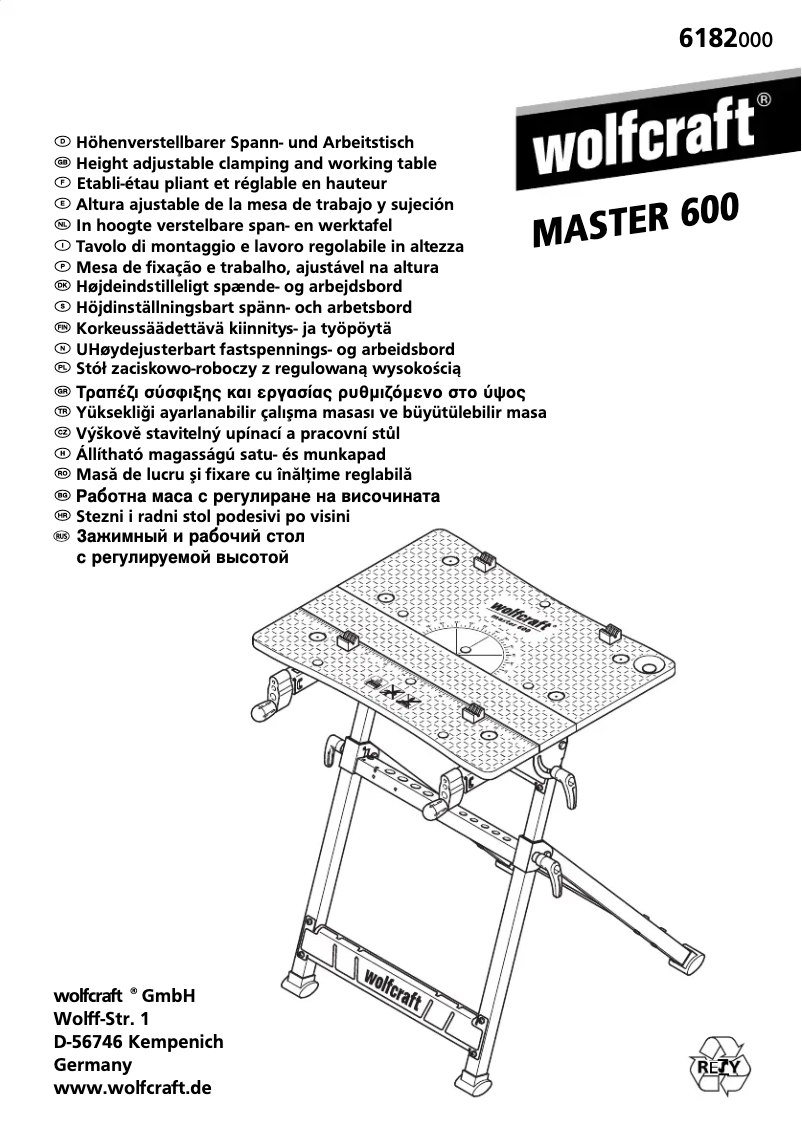 Page 1 of the manual User Manual Wolfcraft MASTER 600