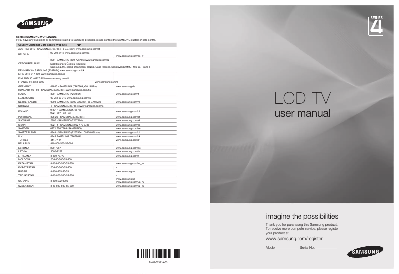 Page 1 of the manual User Manual Samsung LE22B450C8W