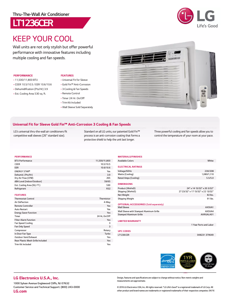 First page image of the manual for LT1236CER