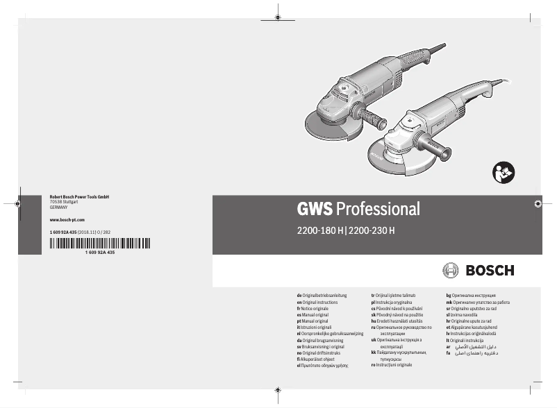 Page 1 of the manual User Manual Bosch GWS 2200-180 H Professional